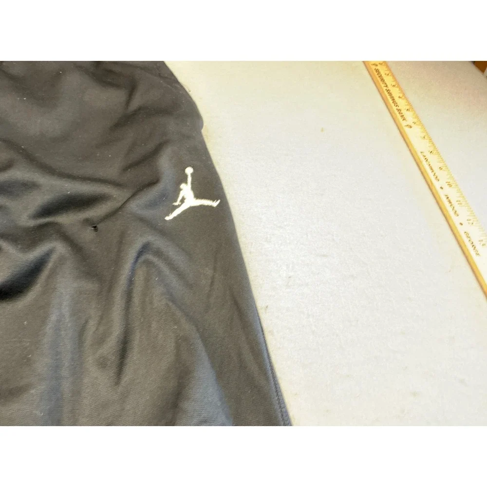 Jordan Black Athletic Sweatpants Jumpman Logo Wide Leg Drawstring Mens L